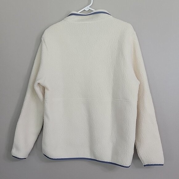 Patagonia Cream With Blue Trim Half Zip Pullover Jacket Size L - Picture 6 of 6